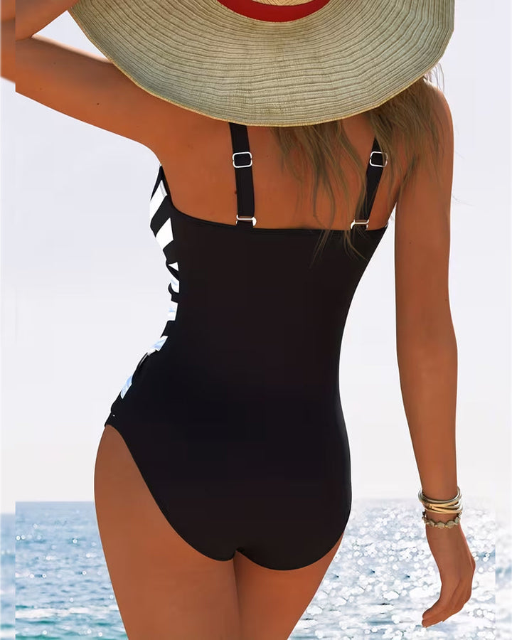 Sulinna - Casual One-piece Striped Swimsuit