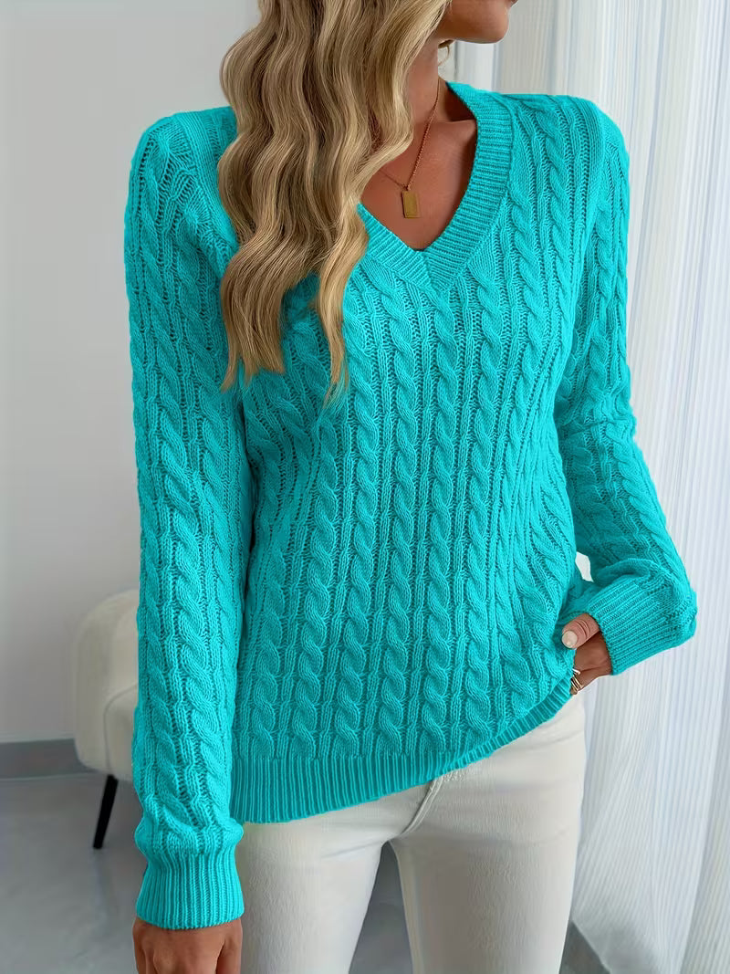 Lenea - Cable Knit Long Sleeve Sweater