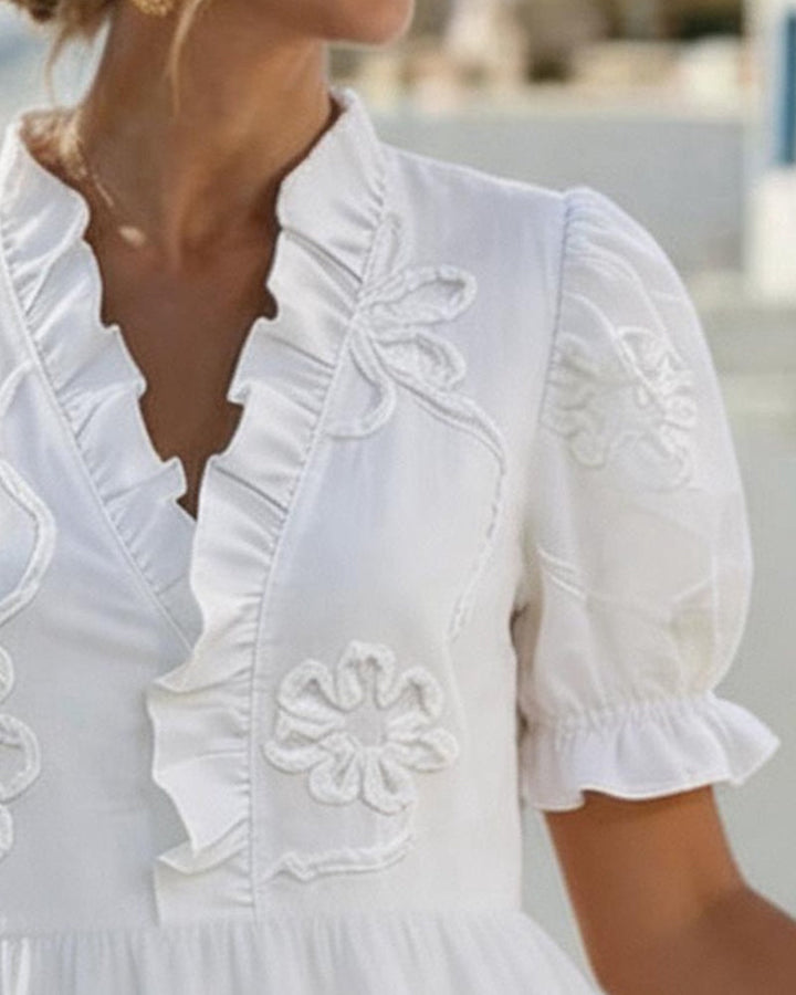 Nija - V-Neck Ruffled Dress