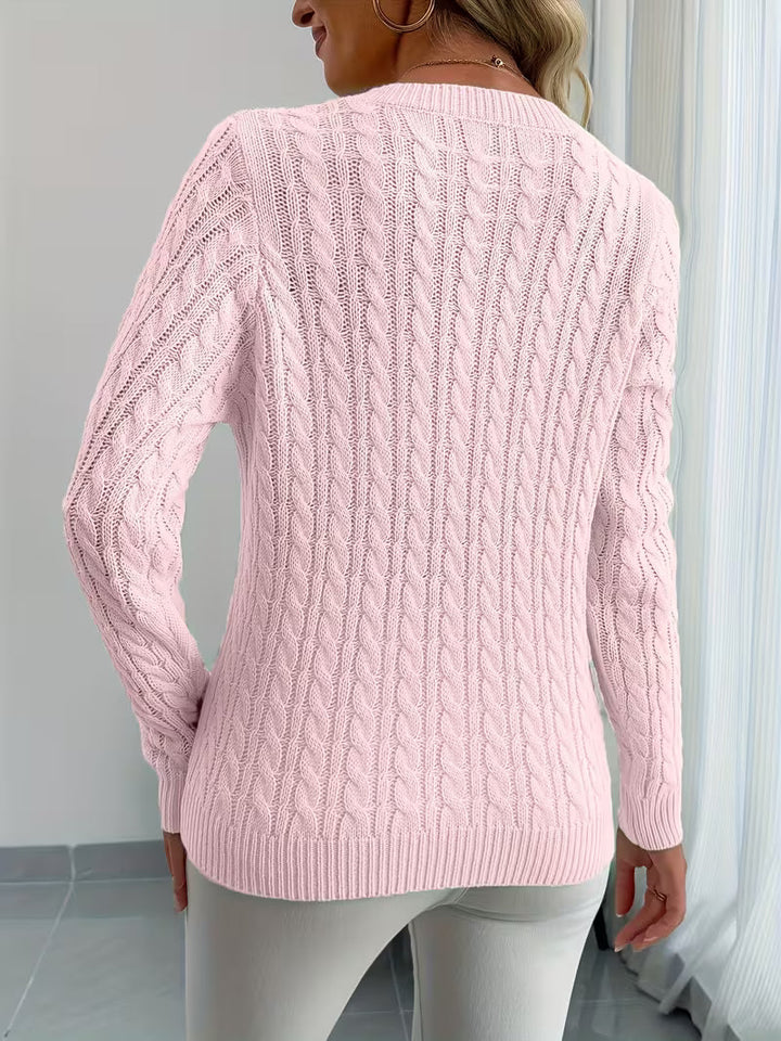 Lenea - Cable Knit Long Sleeve Sweater
