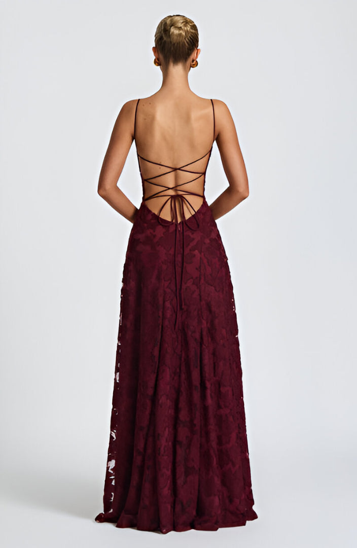 Alona - Floral Lace Maxi Dress with Spaghetti Straps