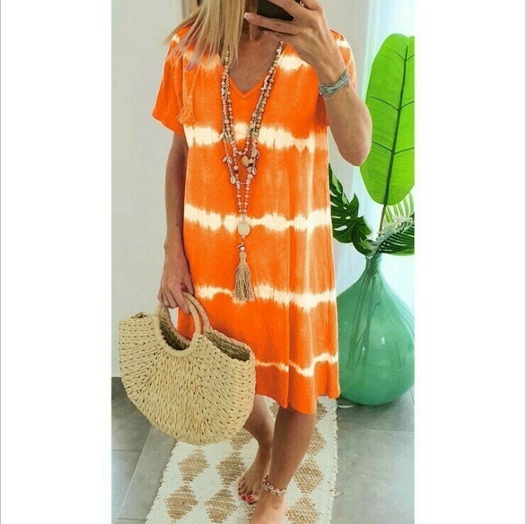 Karlaa - Summer Batik Striped Loose Dress