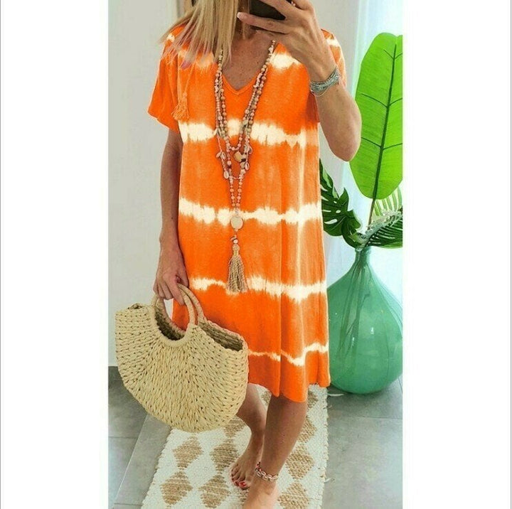 Karlaa - Summer Batik Striped Loose Dress