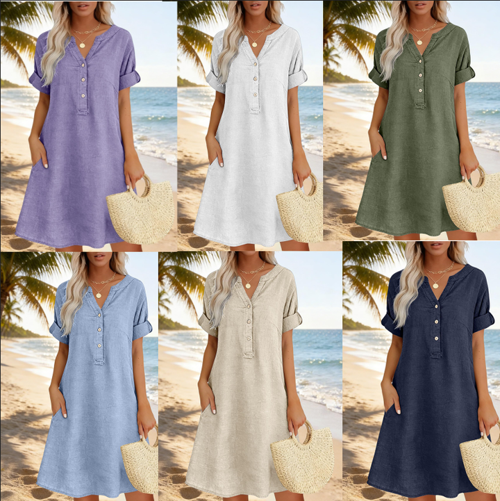 Jolande - V-Neck Tunic Dress With Pockets