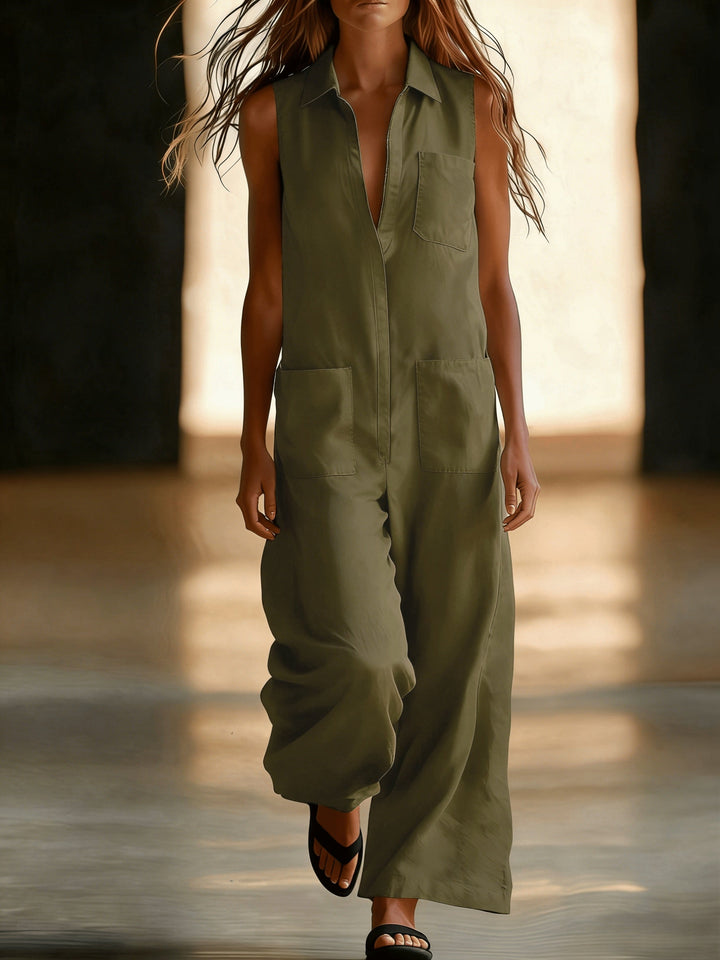 Kristiana - Casual Wide Leg Jumpsuit With Pocket