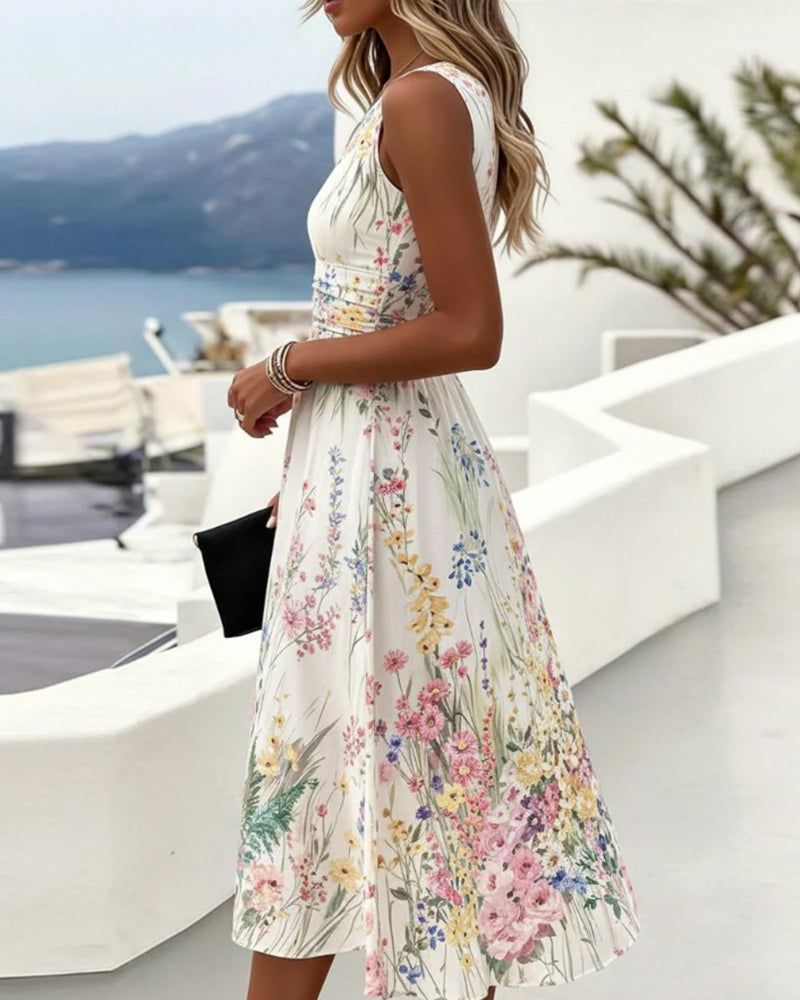 Cristine - Sleeveless Floral Print Dress
