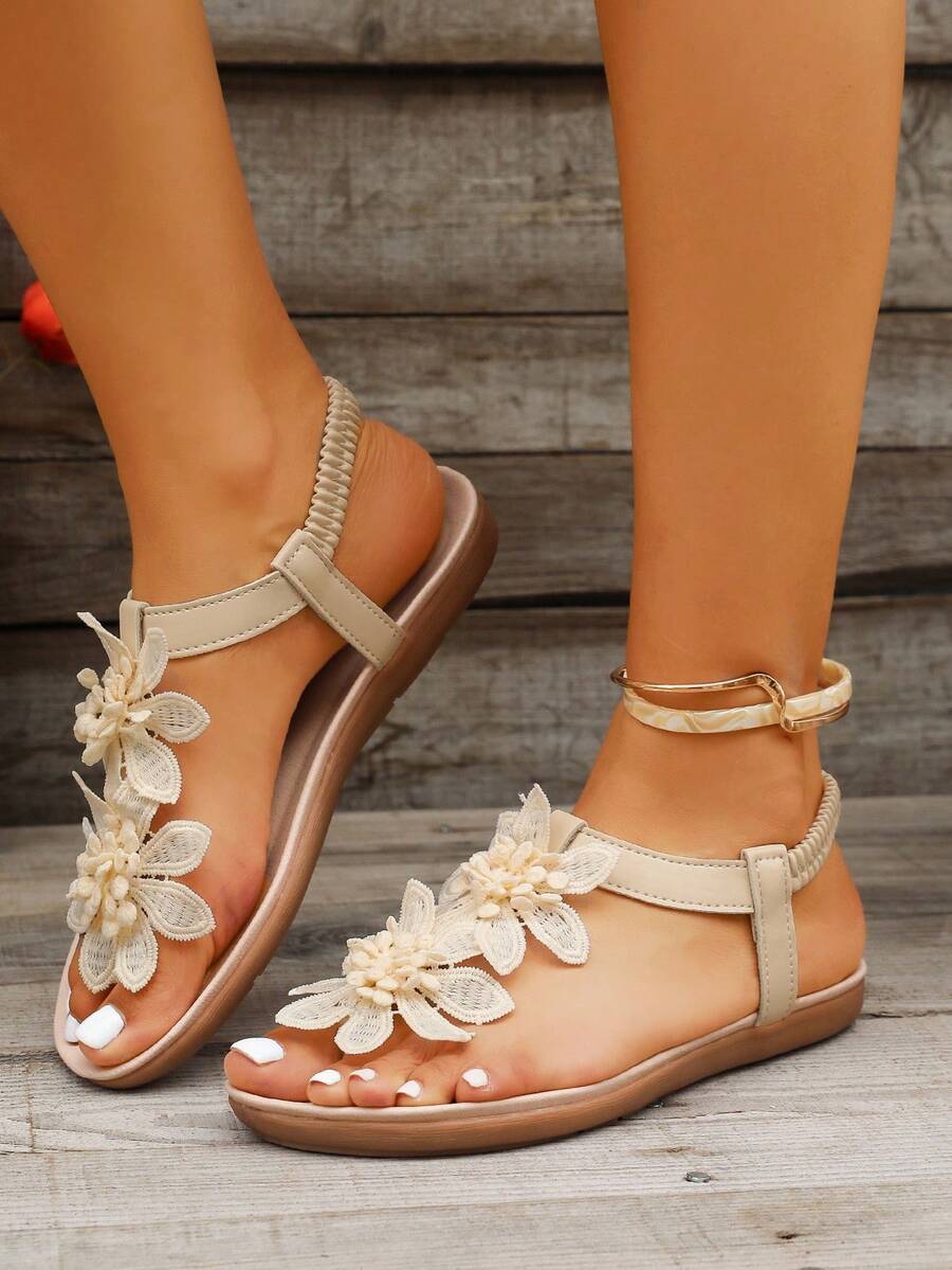 Arabela - Orthopedic Sandals With Applied Flowers
