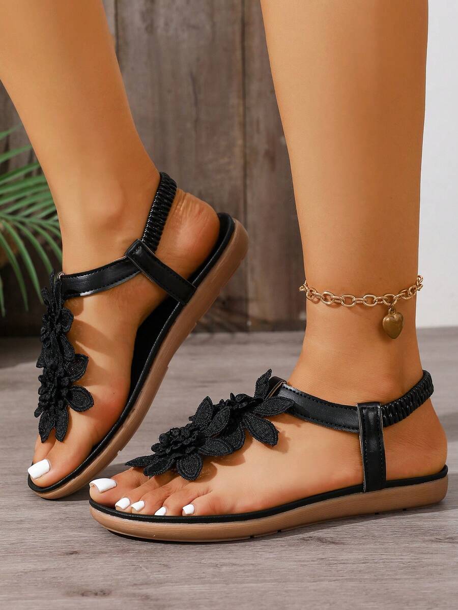 Arabela - Orthopedic Sandals With Applied Flowers