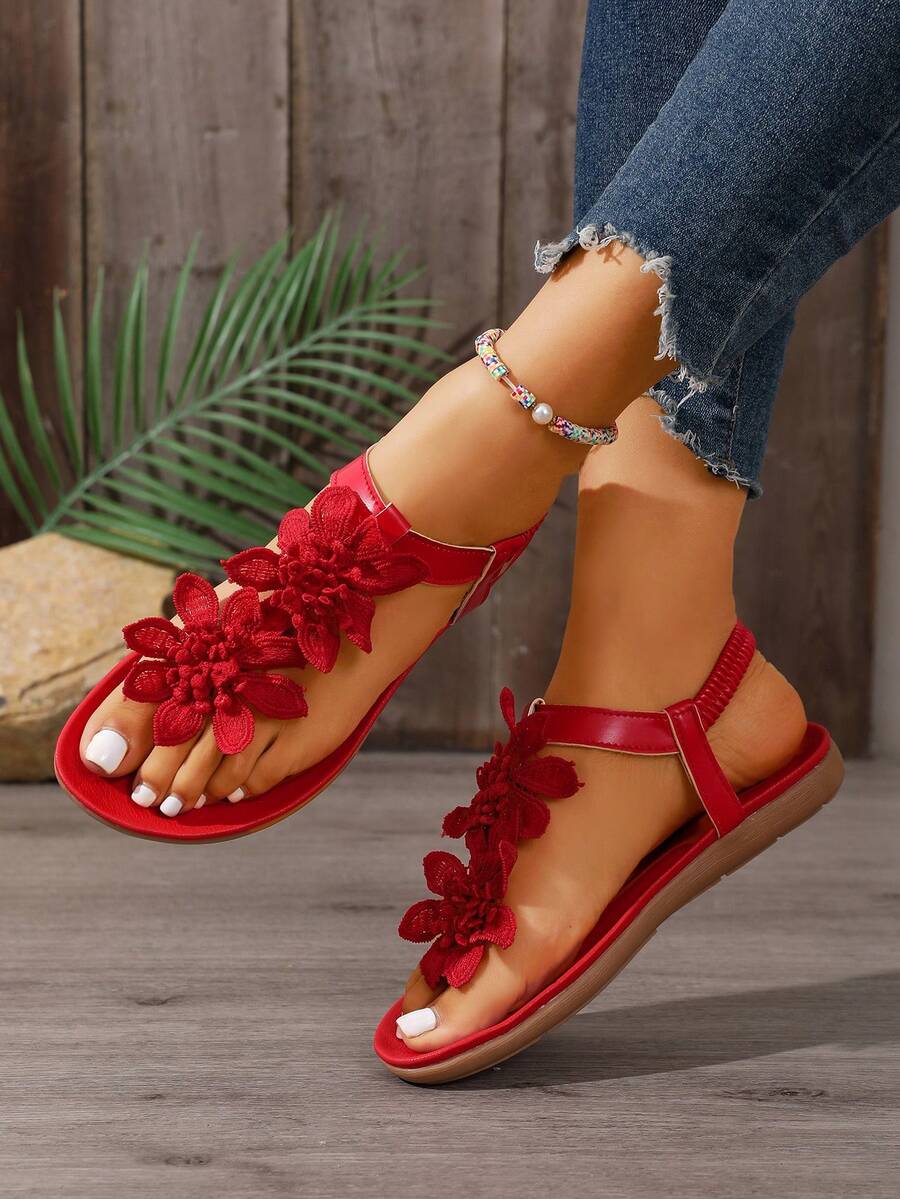 Arabela - Orthopedic Sandals With Applied Flowers