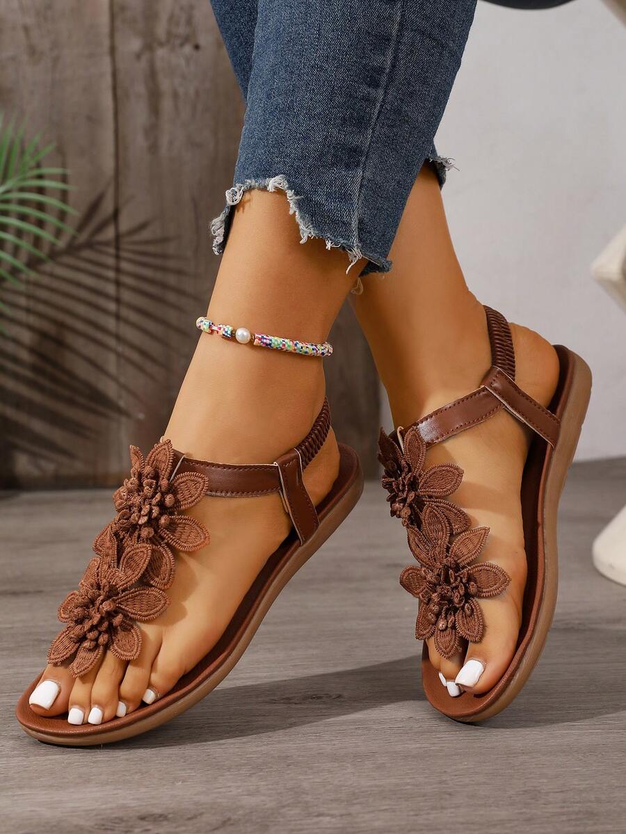 Arabela - Orthopedic Sandals With Applied Flowers