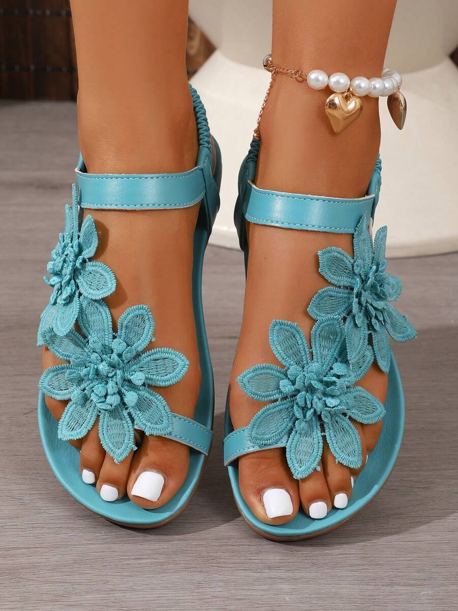 Arabela - Orthopedic Sandals With Applied Flowers