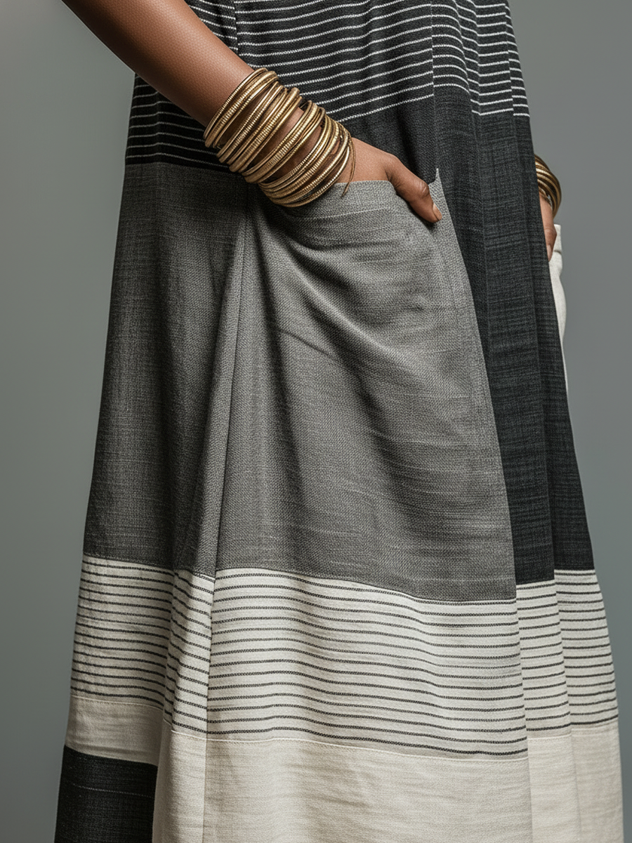 Jynnie - Sleeveless Striped Maxi Dress