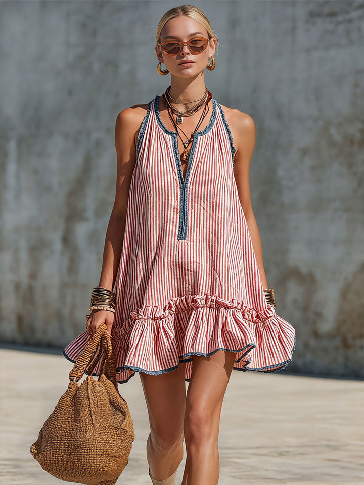 Lisiana - Striped Mini Dress With Ruffles