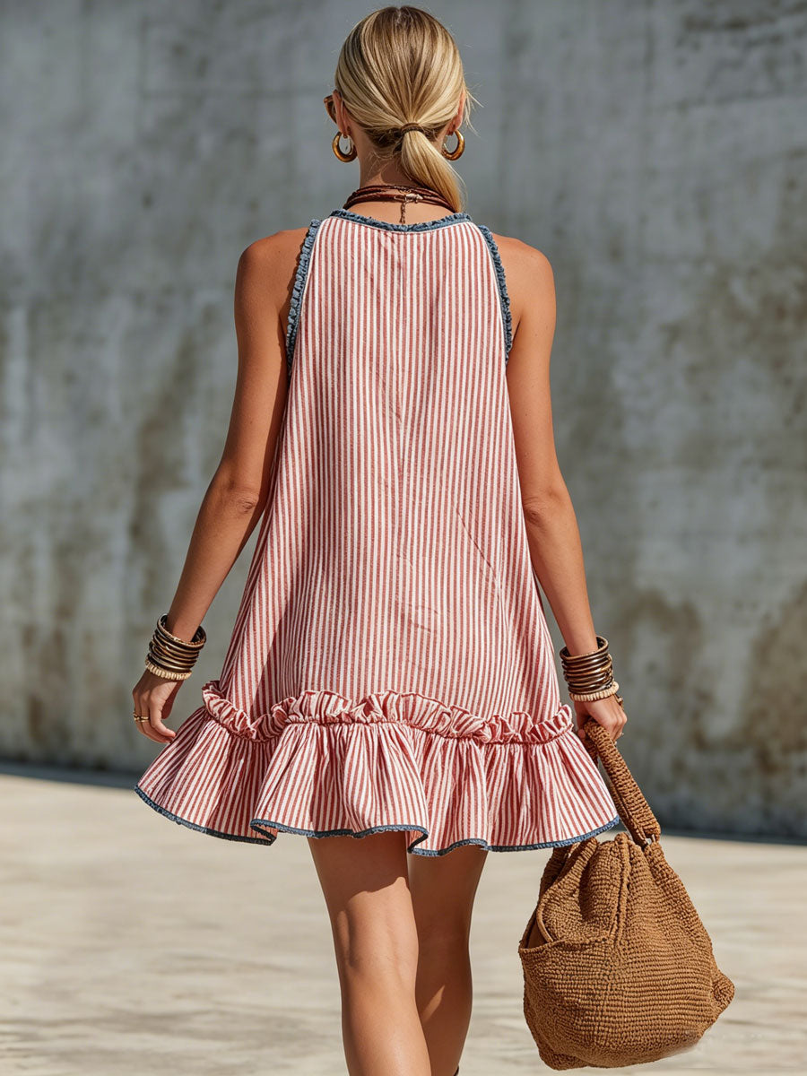 Lisiana - Striped Mini Dress With Ruffles