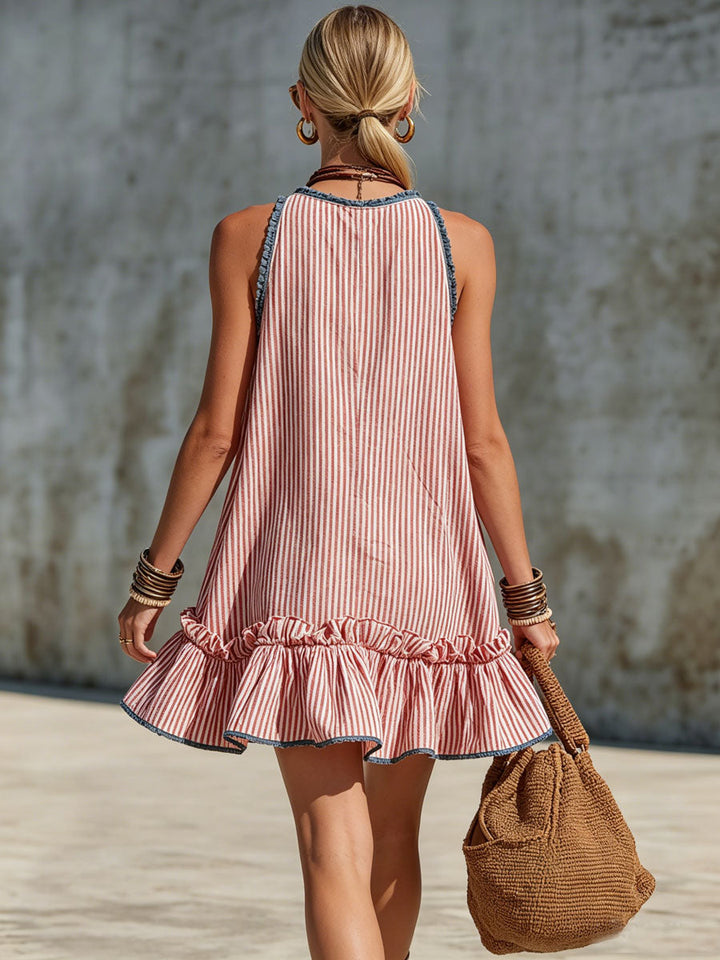 Lisiana - Striped Mini Dress With Ruffles
