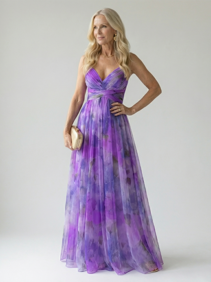 Xeenia - Stylish Cutout Chiffon Maxi Dress