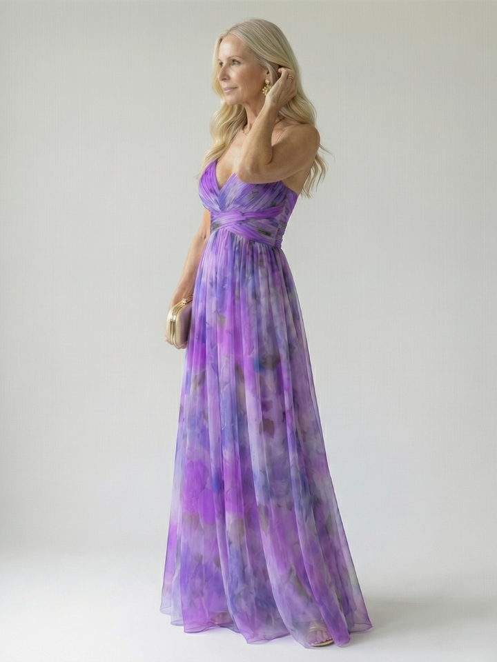 Xeenia - Stylish Cutout Chiffon Maxi Dress