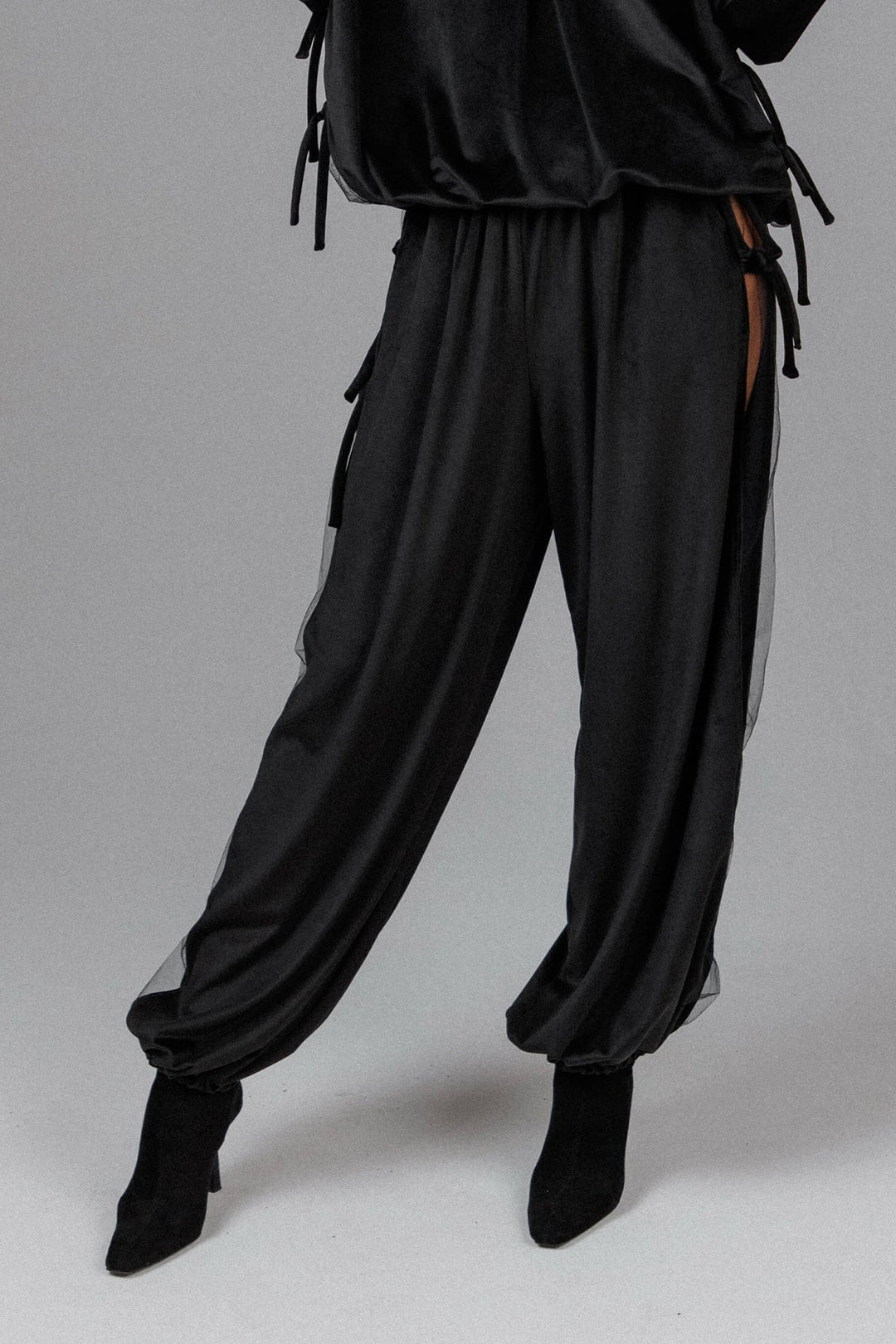 Yuphin - Satin Side Slit Balloon Pants