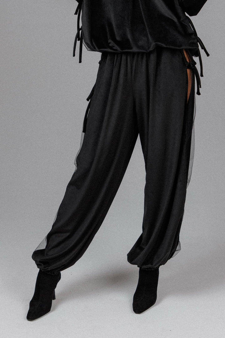 Yuphin - Satin Side Slit Balloon Pants