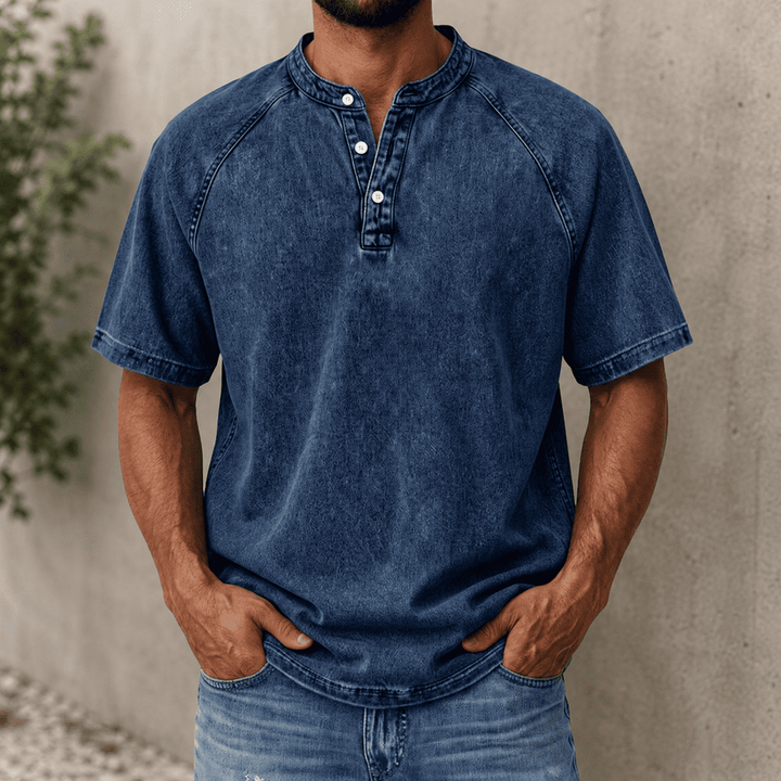 Zerric - Half Sleeve Denim Henley Shirt