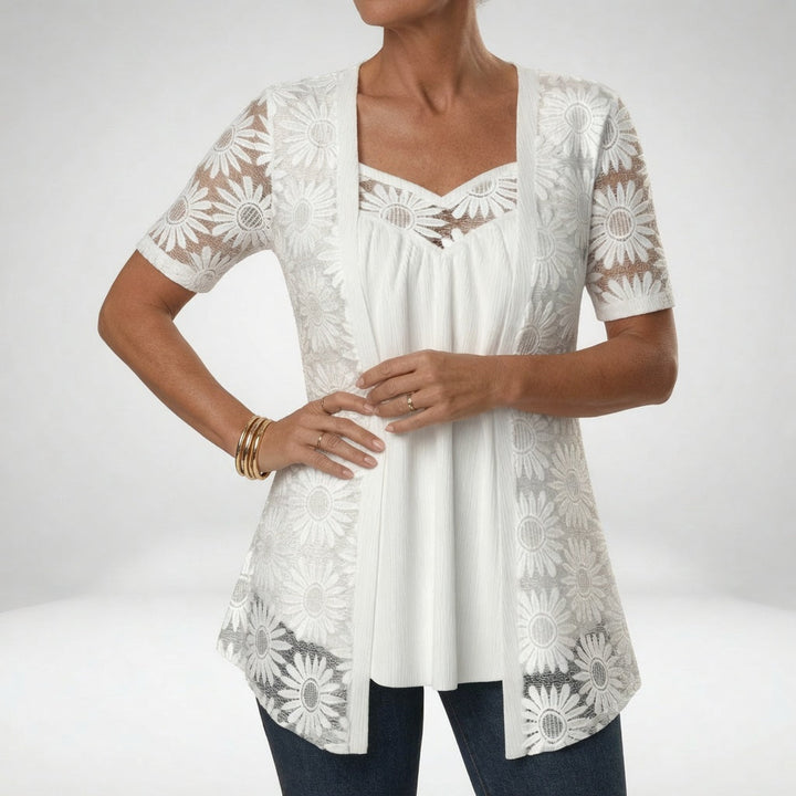 Yahaira - Elegant Short Sleeve Blouse