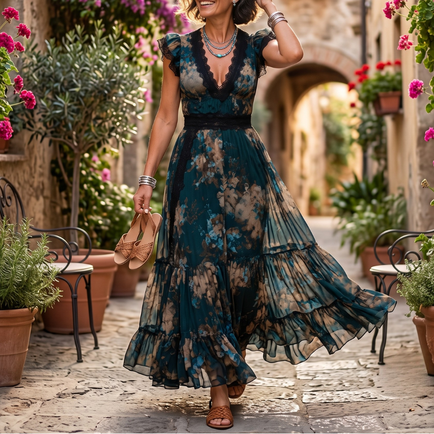 Erin - Floral Print Maxi Dress