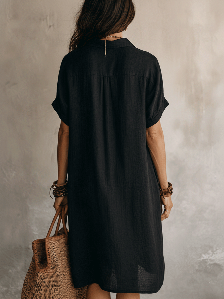 Nilisha - Linen And Cotton Midi Shirt Dress
