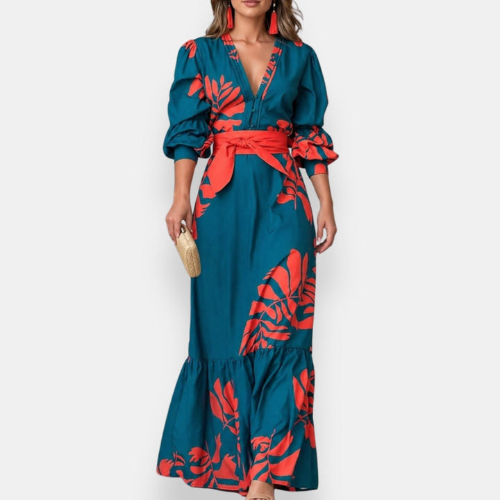 Hacire -  Tropical Floral Maxi Dress