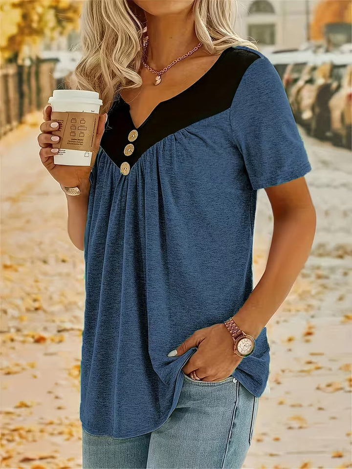 Kaielle - Short Sleeve T-Shirt With Button