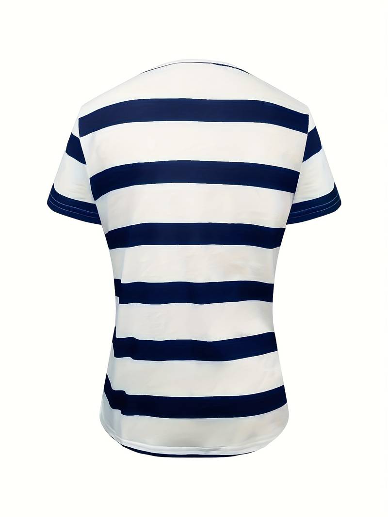 Kiley - Elegant Short Sleeve Striped T-Shirt