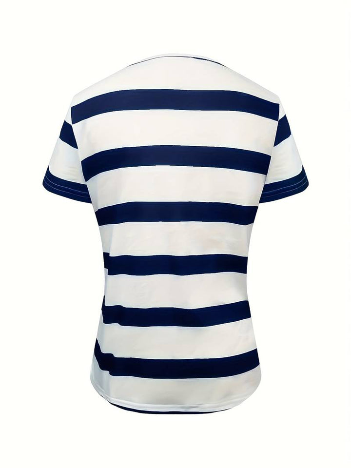 Kiley - Elegant Short Sleeve Striped T-Shirt