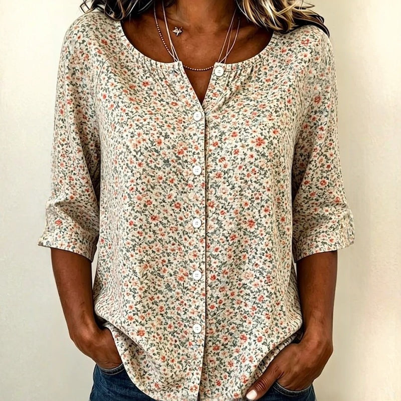 Sumali - Vintage Floral Print Shirt