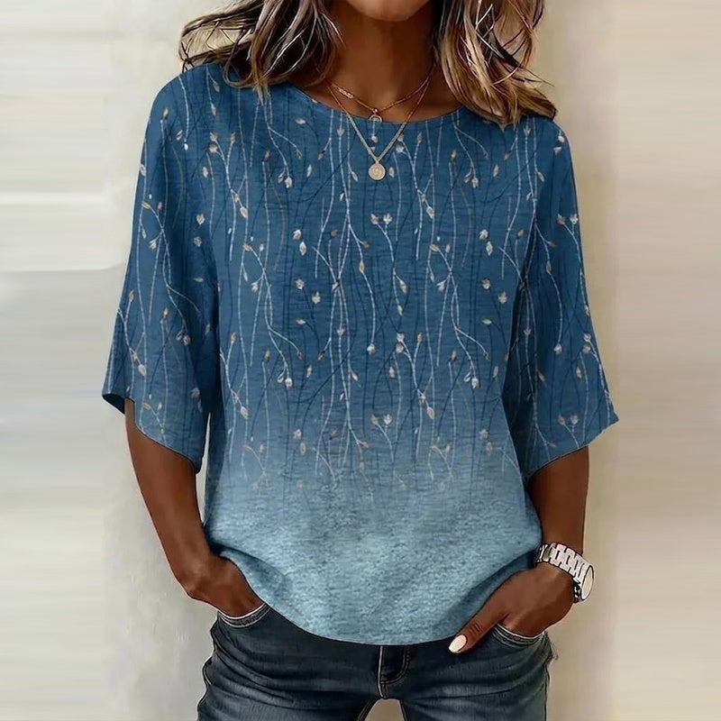 Eelene - Vintage Blouse With Leaf Print