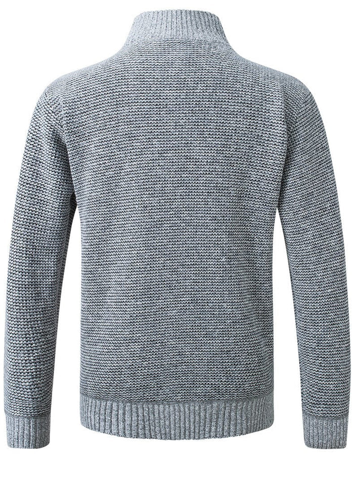 Spectorwave - Quilted Panel Full-Zip Knit Cardigan