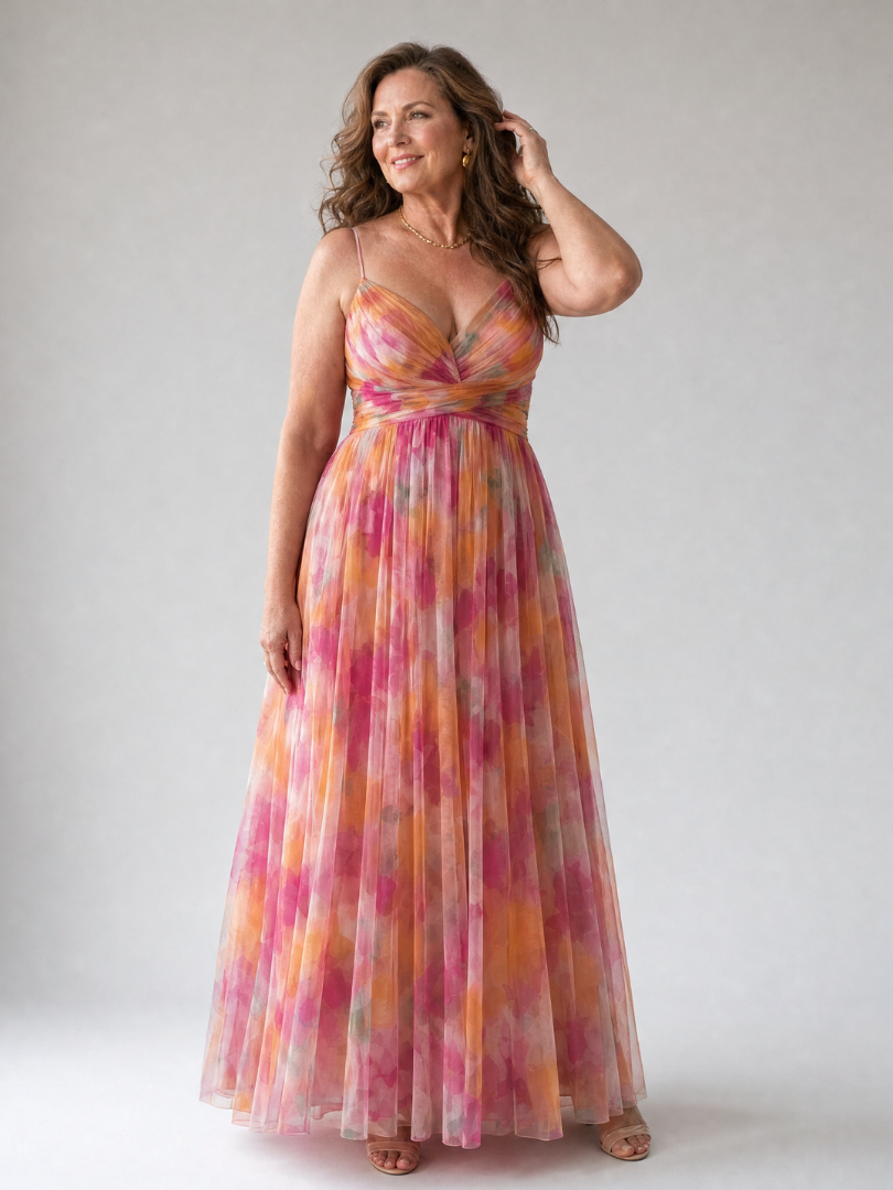 Xeenia - Stylish Cutout Chiffon Maxi Dress