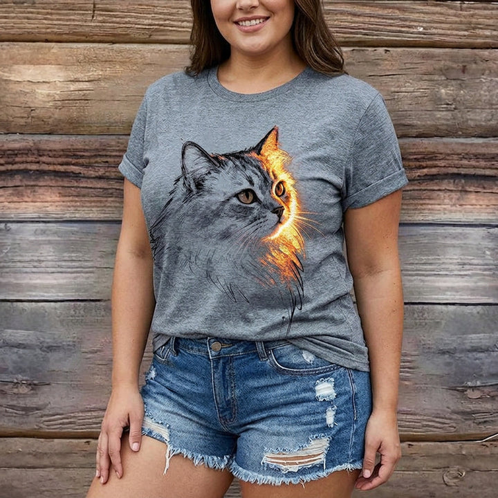 Meyya - Casual Cat Print T-Shirt