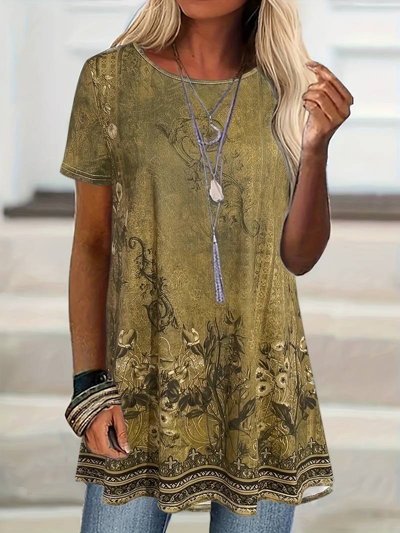 Abhishani - Floral Print Loose Fit T-Shirt