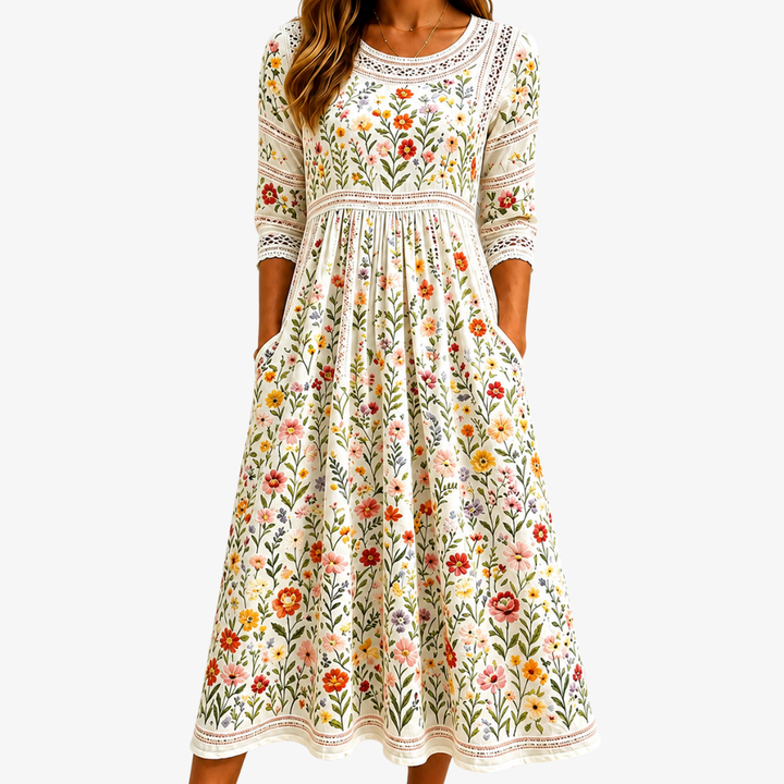 Vittoria - Flower Meadow Charm Midi Dress