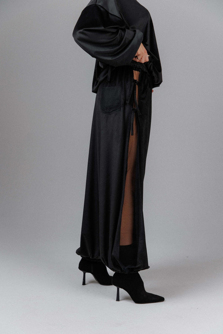 Yuphin - Satin Side Slit Balloon Pants