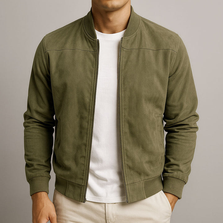 Laamin - Classic Suede Bomber Jacket