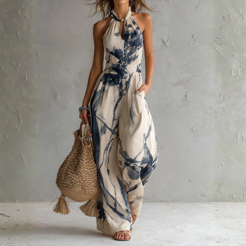 Symia - Elegant Artistic Print Jumpsuit