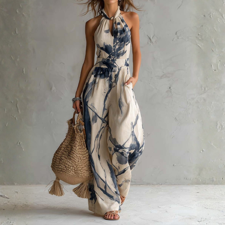 Symia - Elegant Artistic Print Jumpsuit