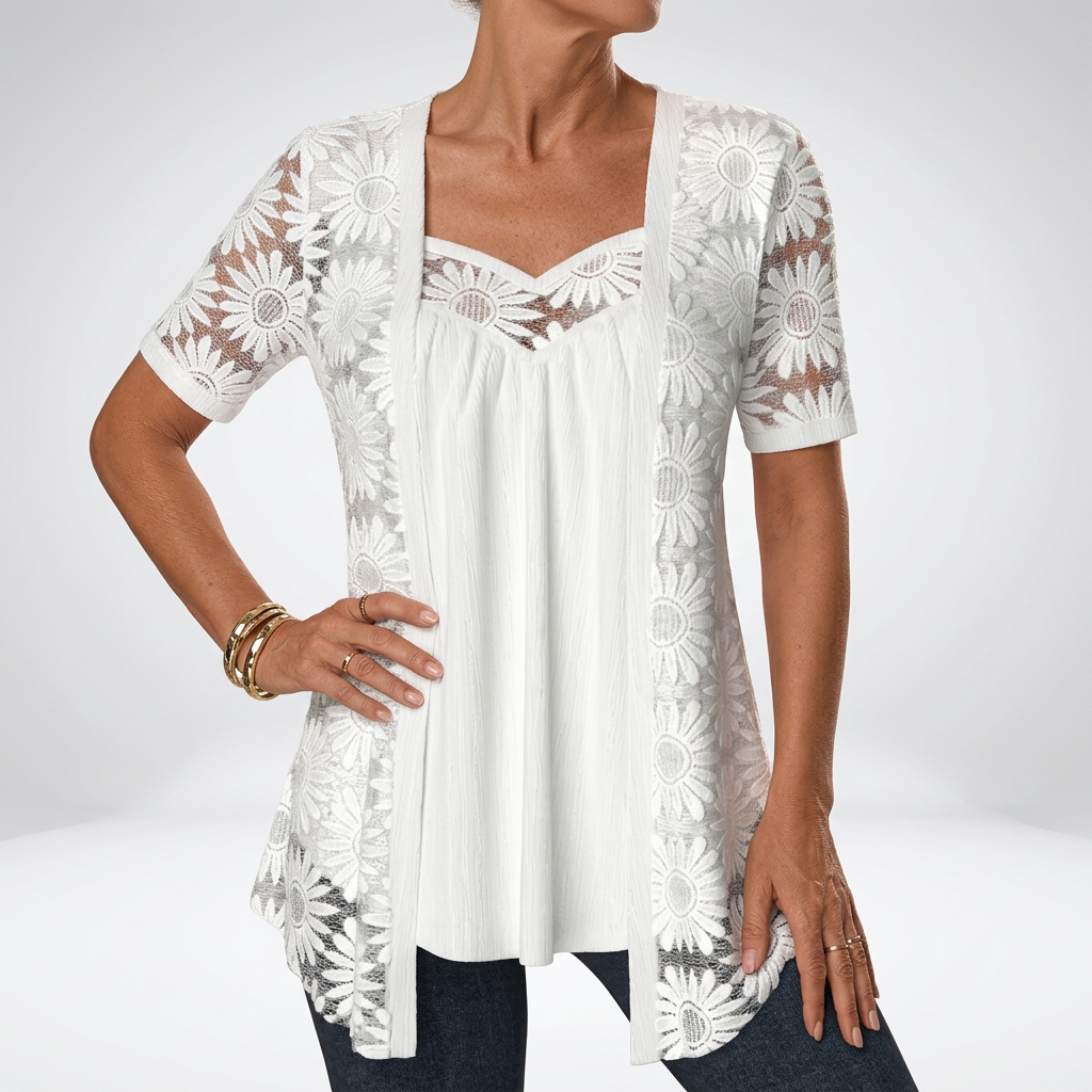 Yahaira - Elegant Short Sleeve Blouse