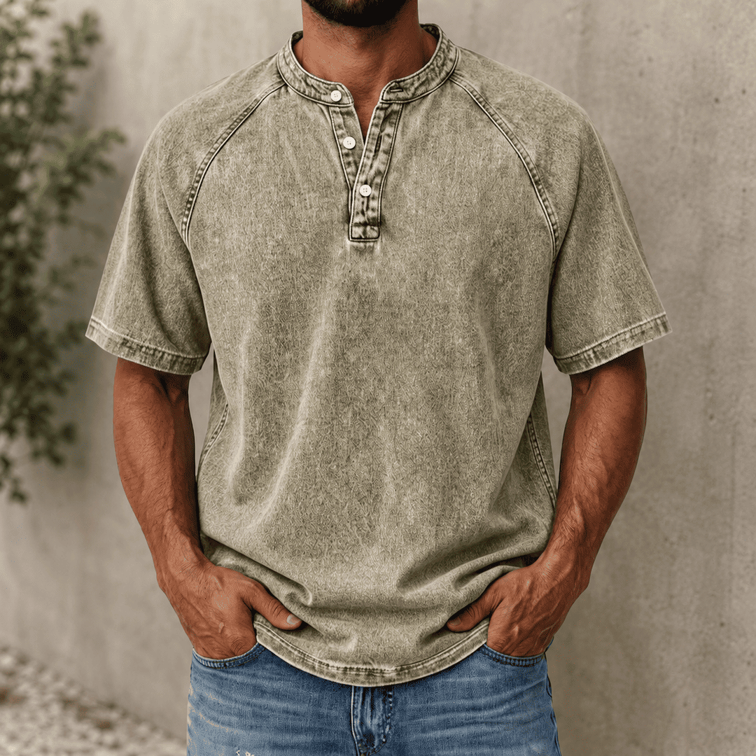 Zerric - Half Sleeve Denim Henley Shirt
