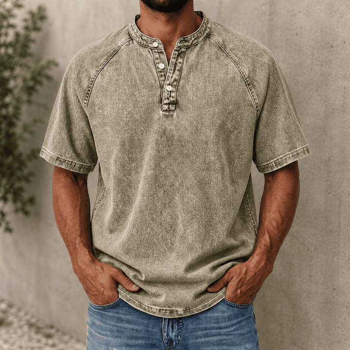Zerric - Half Sleeve Denim Henley Shirt