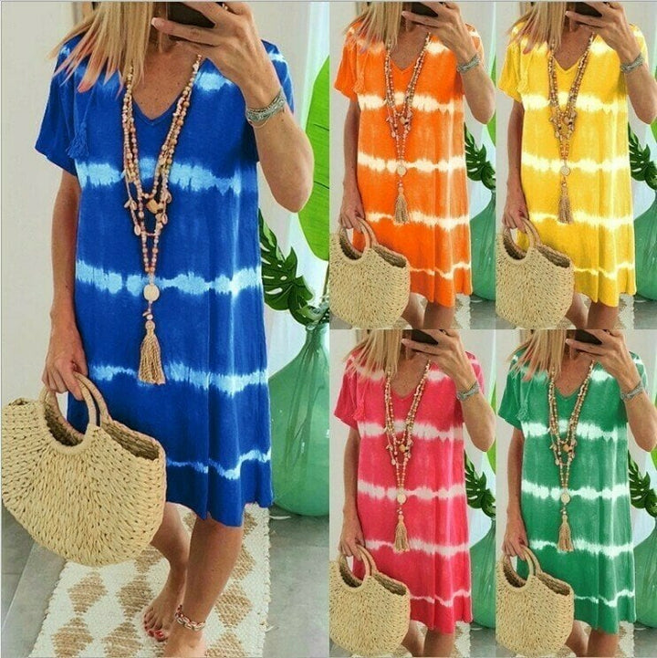 Karlaa - Summer Batik Striped Loose Dress