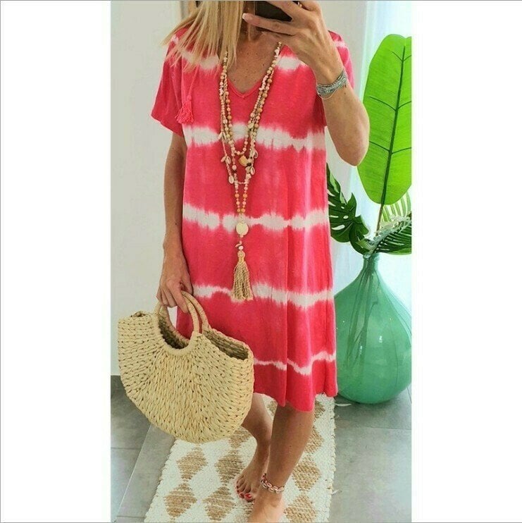 Karlaa - Summer Batik Striped Loose Dress