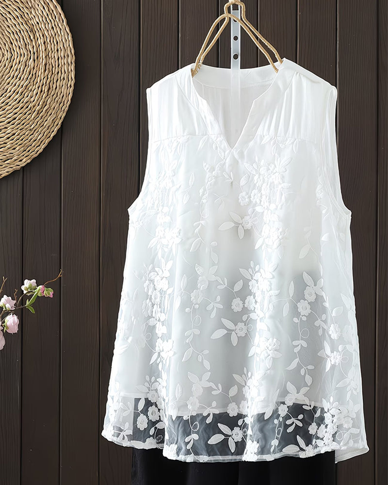 Shilika - Sleeveless Floral Tank Top