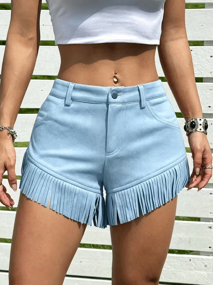 Wiliya - Vintage Fringe Low-Rise Shorts