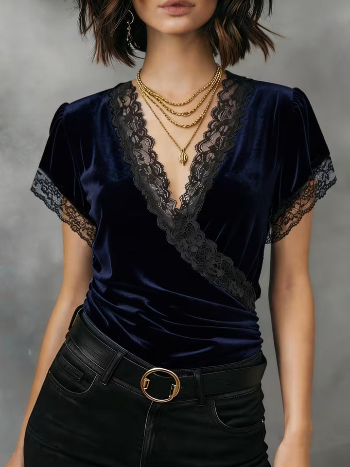 Jalisa - Vintage Swan Velvet Blouse
